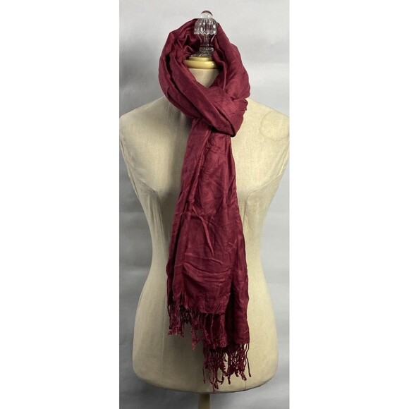 pashmina Shawl Wrap Women 100% Pashmina Solid Scarf 79”x32” Burgundy - Picture 1 of 3